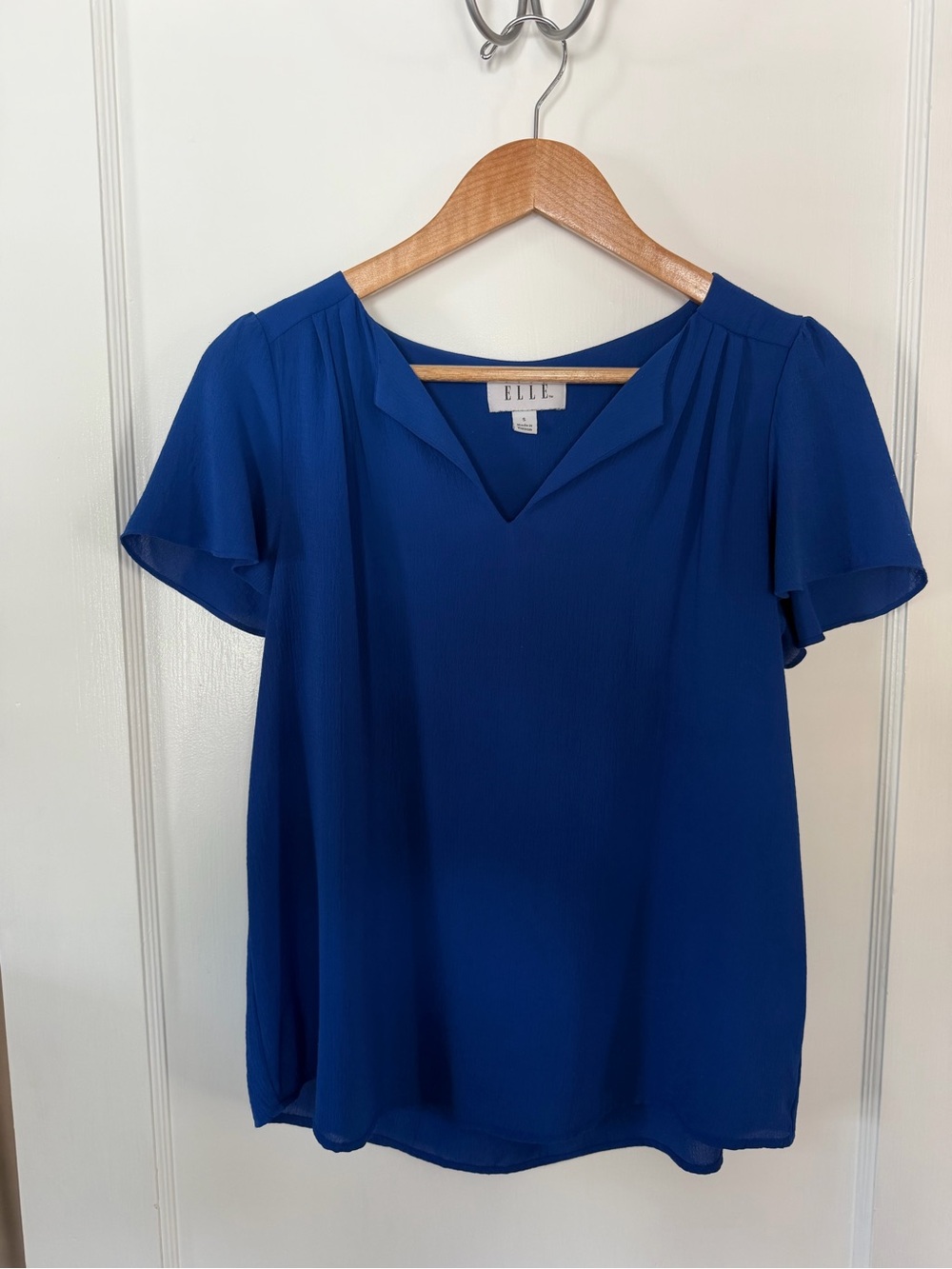 ELLE Blue Flutter Sleeve Blouse